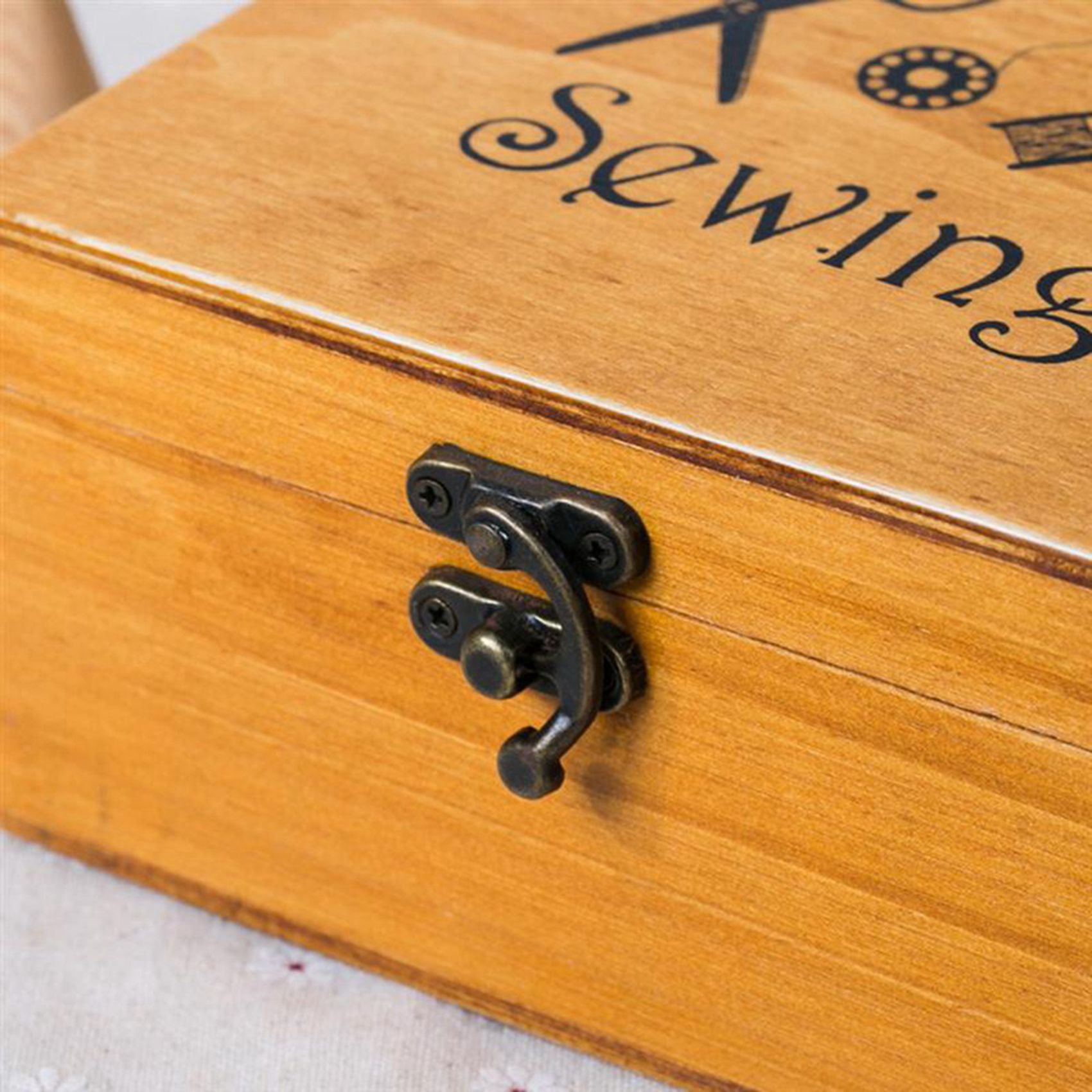 2X Wooden Sewing Box Sewing Accessories Supplies Kit Workbox