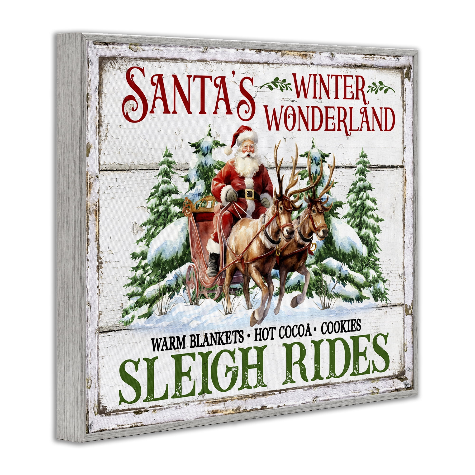 Stupell Industries Winter Wonderland Sleigh Rides Holiday Painting Gray Framed Art Prints Wall Art, 14 x 11