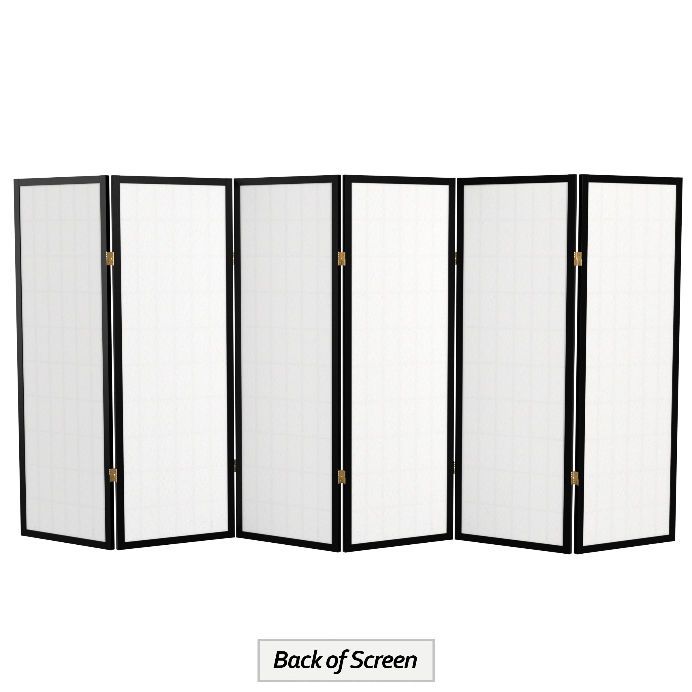 4 ft. Tall Window Pane Shoji Screen - Black - 6 Panels