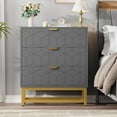thumbnail image 4 of 3 Drawer  Dresser for Bedroom, with Metal Legs, Wood Dressers Chest Organizer with Wide Storage, Modern Chest of Drawers for Bedroom, Living Room, Hallway, 4 of 7