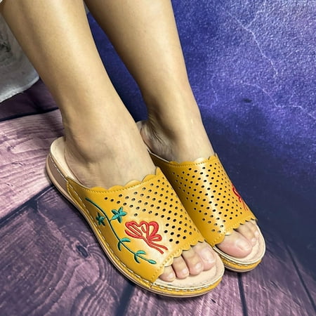 

Platform Sandals Casual Thick Sole Hollowed Out Comfortable Slippers Embroidered Sandals Summer Deals Big Clearance