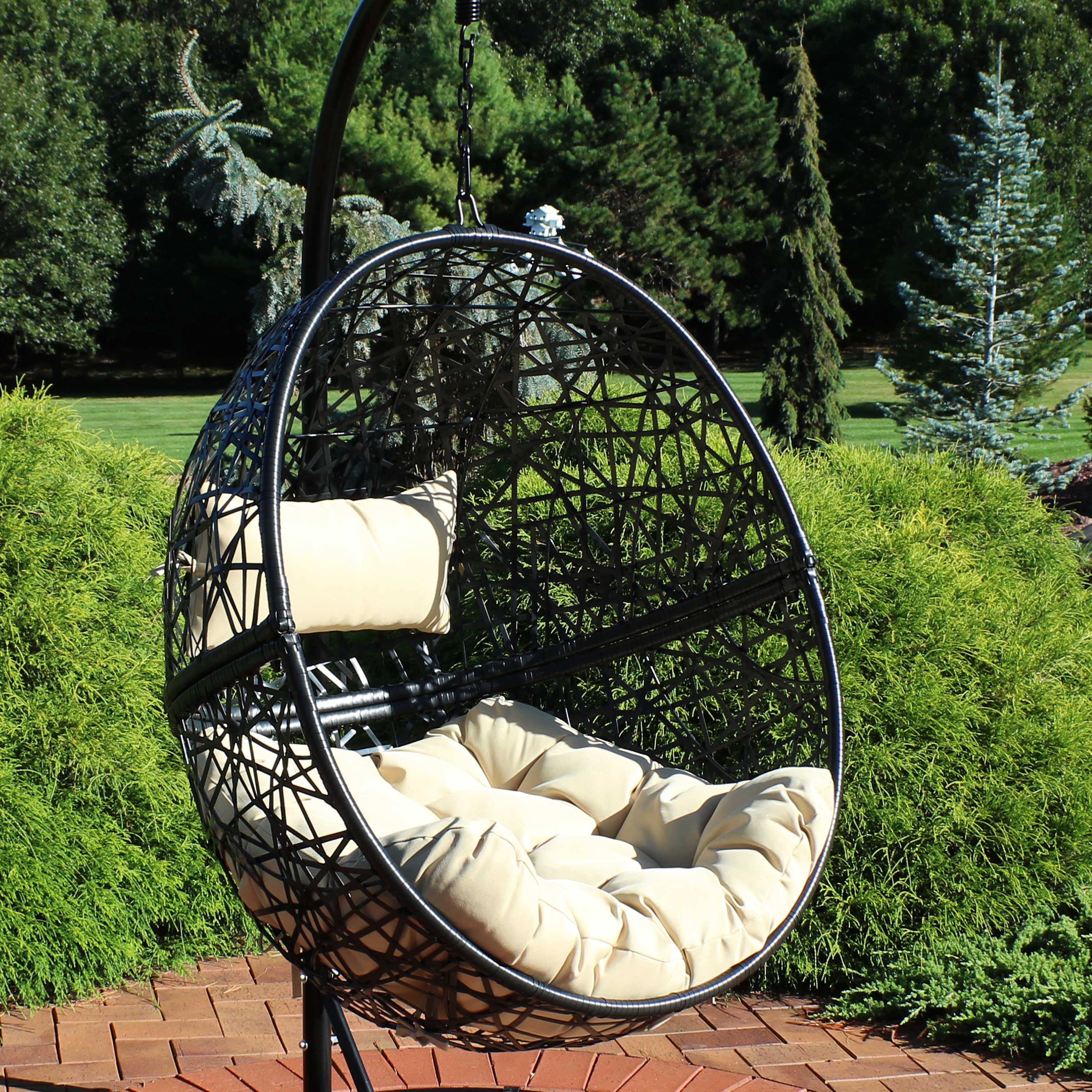 Sunnydaze Jackson Hanging Egg Chair, Resin Wicker, Modern Design