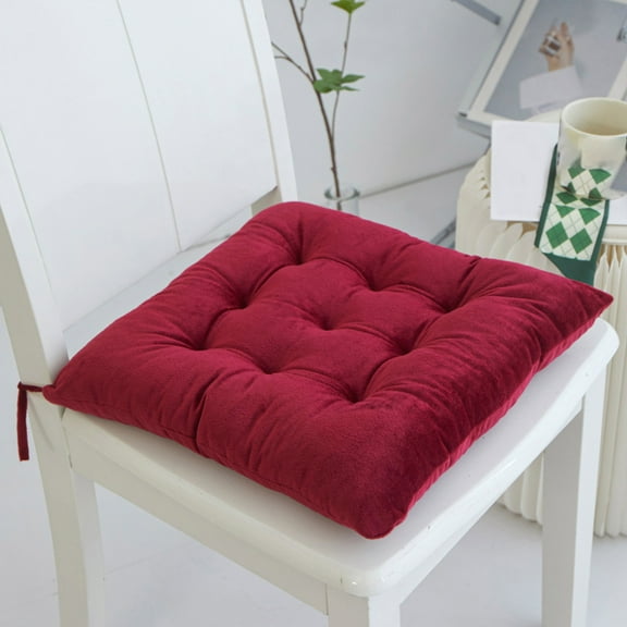 Solid Color Thick Crystal Velvet Cushion, DELESYS 1PC Chair Cushions for Dining Chairs Chair Pads Cushion for Kitchen Office Tufted Square Seat Cushion with Ties, 40*40cm