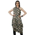 thumbnail image 2 of Moomaya Women's Printed One-Shoulder Cowl Kurti Sleeveless Dress Boho Party Designer Clothing, 2 of 7