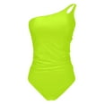 thumbnail image 5 of Linfrsh One Piece Swimsuit Women One Shoulder Tummy Control Bathing Suits Modest Full Coverage Keyhole Slimming Swimsuits Swimwear Green,M, 5 of 6