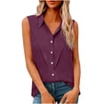 thumbnail image 3 of Bovxnpu Tank Tops Sleeveless Shirt Button Down Blouse Blouses Cotton Linen Collared Button Tank Shirt Summer Tops (Women's or Women's Plus), 3 of 9