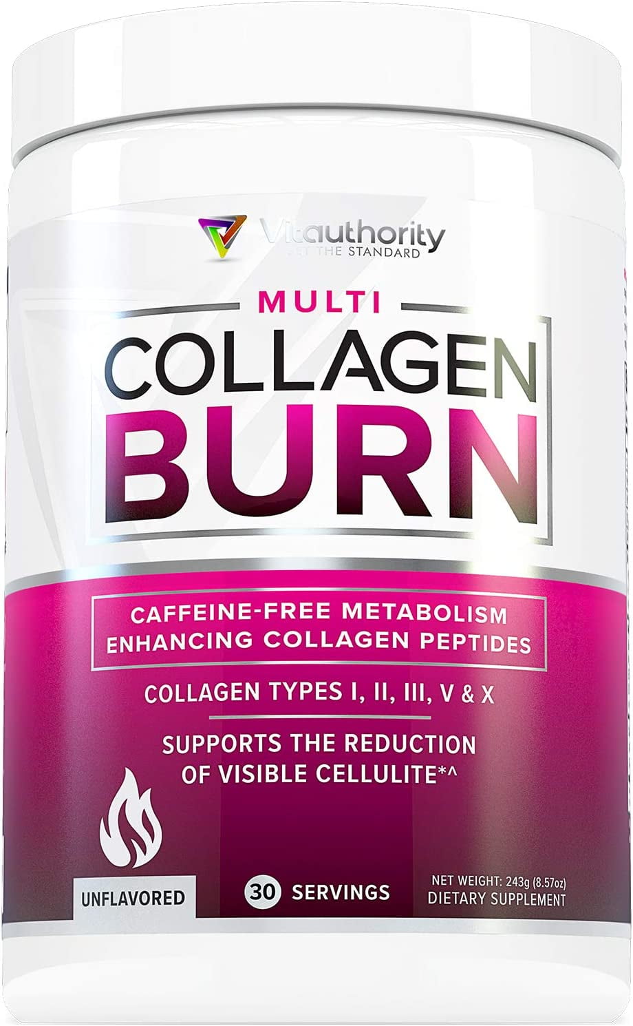 Vitauthority Multi Collagen Burn Metabolism Support & Cellulite Smoothing Collagen Peptides