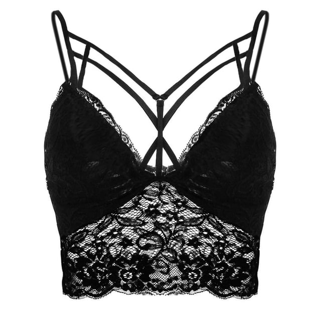 Gibobby Lencería sexy de encaje para dormir Lencería Mujer S-2XL Chaleco Sujetador sexy Encaje Inalámbrico Vendaje Ropa de dormir Íntimos(Negro, M)