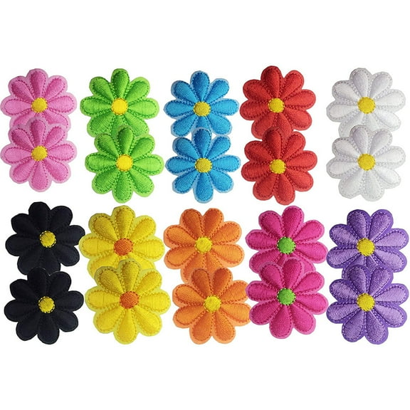 Qumonin 20 Mixed Color Flower Applique Patches for Clothing Repair