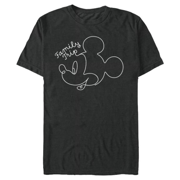 Disney Mickey Mouse Line Drawing Family Trip Vacation - Short Sleeve Blended T-Shirt for Adults - Customized-Dark Heather