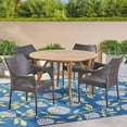 thumbnail image 3 of GDF Studio Kaysn Outdoor Acacia Wood and Wicker 5 Piece Dining Set, Multibrown and Teak, 3 of 13