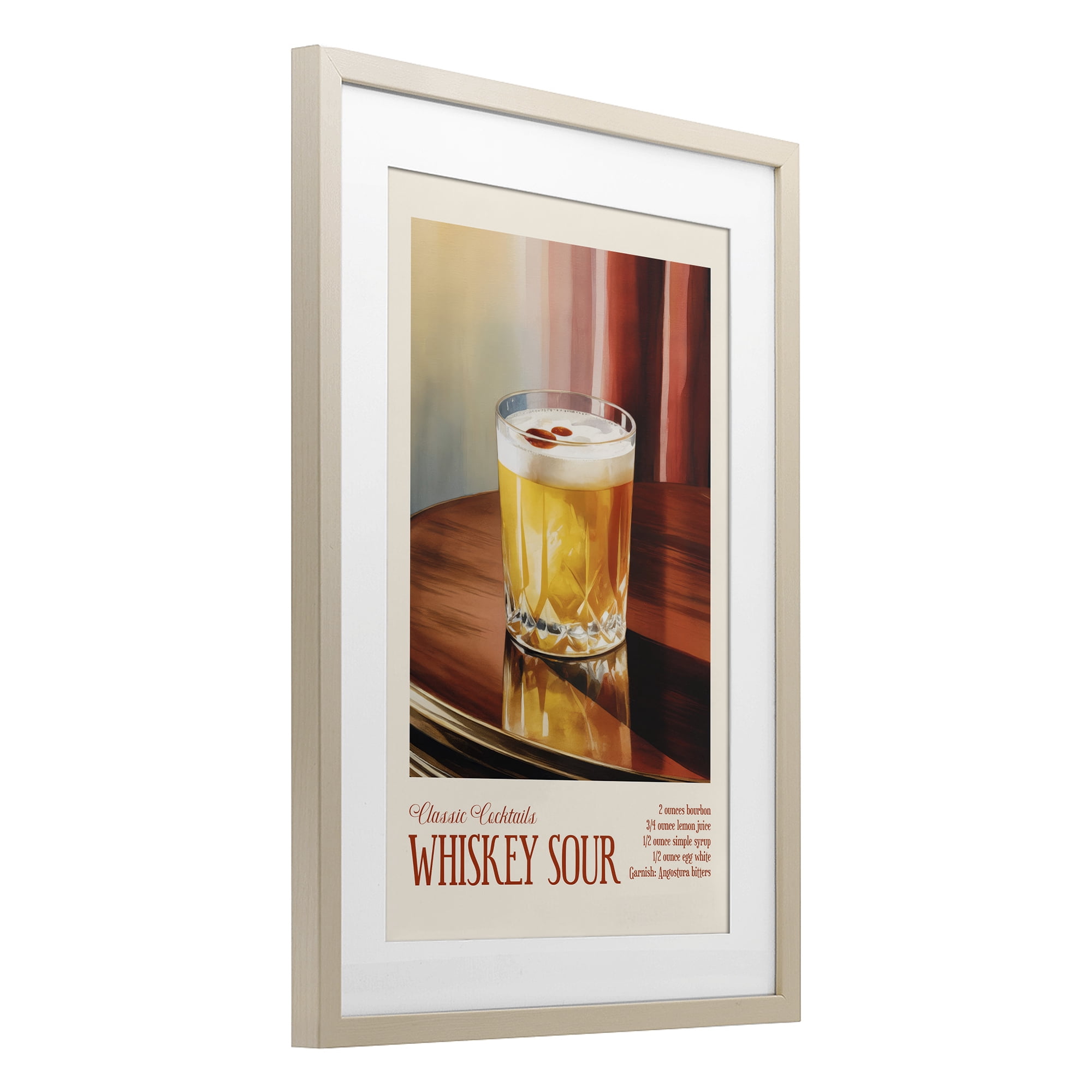 Stupell Industries Whiskey Sour on Table Birch Framed Print Under Glass, design by Andreas Magnusson