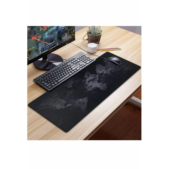 American Notions Gaming Mouse Pad XL Size for Mice and Keyboard, Non-Slip Rubber, Laptop Mac PC ( Black World Map )