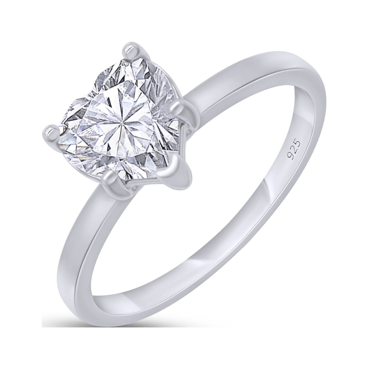 1 Carat 6.5MM Heart Shape Lab Created Moissanite Diamond Solitaire Promise Ring For Women In 14K White Gold Over Sterling Silver(VVS1 Clarity, 1.00 Cttw)- 4