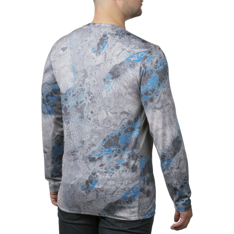 Realtree Wav3 Tahoe Blue Men's Long Sleeve Performance Fishing Tee, Size: Small