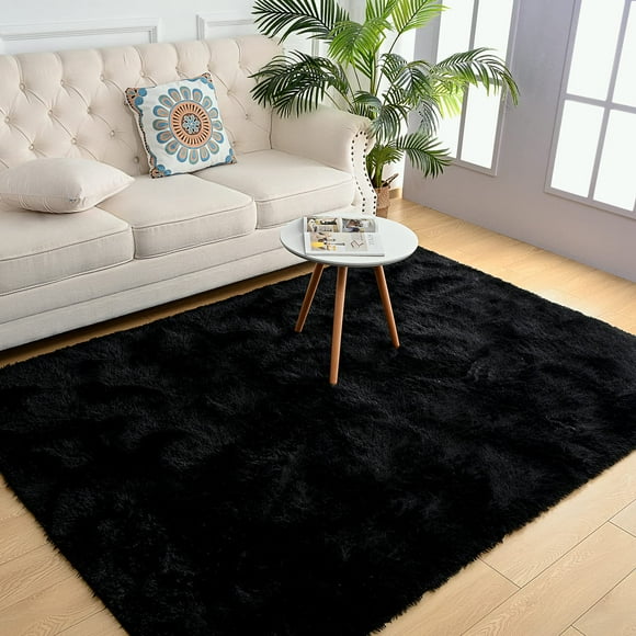 Soft Area Rugs for Bedroom Living Room Plush Fluffy Rug Feet, Shag Furry Area Rug Carpet Non Shedding for Nursery Children Kids Girls Room Home Decorative, Black