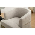 thumbnail image 4 of Euroco Modern Oversized Round Armchair, Linen & PU Leather, Two-tone with Metal Legs, Mustard Green, 4 of 9