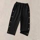 thumbnail image 5 of TaTaai Women's Casual 7/8 Length Pants Straight Leg Linen-Like Fabric with Elastic Waistband Side Pockets and Decorative Buttons for Spring Summer Outfits Gift, 5 of 7
