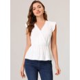 thumbnail image 4 of INSPIRE CHIC Women's Ruffle Flutter Sleeve V Neck Summer Peplum Blouse Top White L, 4 of 6