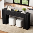 thumbnail image 3 of GUNAITO Farmhouse Console Table, 61" Fluted Long Sofa Table Behind Couch with Storage for Entryway, Black, 3 of 8
