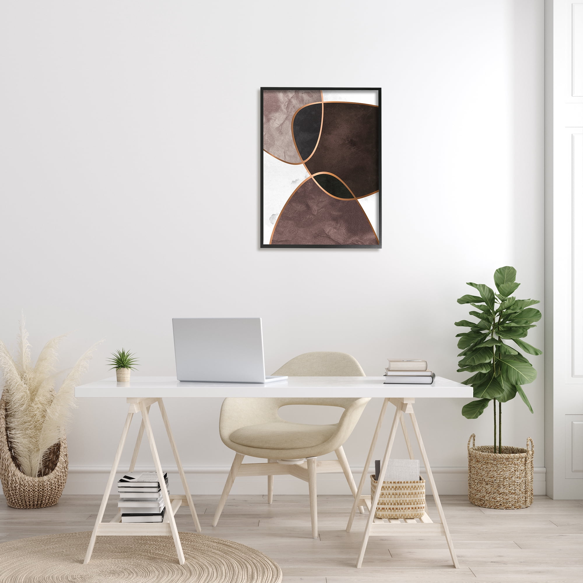 Stupell Indtries Abstract Deco Shapes Layered Contrasting Tones Brown Purple,24 x 30,Design by Design Fabrikken