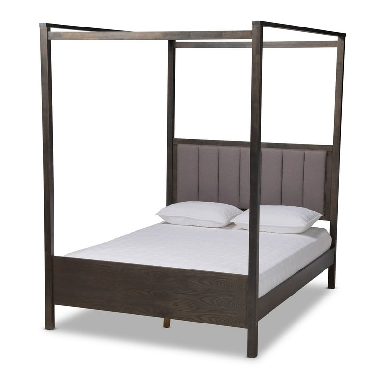 Baxton Studio Natasha Modern and Contemporary Grey Fabric Upholstered and Dark Grey Oak Finished Wood Queen Size Platform Canopy Bed Baxton Studio Natasha Modern and Contemporary Grey Fabric Upholstered and Dark Grey Oak Finished Wood Queen Size Platform Canopy Bed