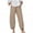 Khaki, variant on Giftesty Plus Size Women High Waist Pants Cotton Loose Straight Pant