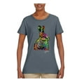 thumbnail image 2 of Colorful Rainbow Rabbit Animal Lover Womens Graphic T-Shirt, Charcoal, 2XL, 2 of 3