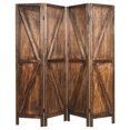 thumbnail image 1 of Costway 4Panels Folding Wooden Divider W/ V-shaped Design 5.6Ft Tall Brown, 1 of 10