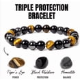 thumbnail image 3 of Pulsera con cuentas de ojo de tigre para hombre y mujer, energía, elástica, cuentas de piedra, unisex, estilo boho, ajustable, pulsera de cristal, 3 of 5