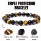 thumbnail image 3 of Pulsera con cuentas de ojo de tigre para hombre y mujer, energía, elástica, cuentas de piedra, unisex, estilo boho, ajustable, pulsera de cristal, 3 of 5