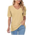 thumbnail image 2 of Fesfesfes Shirts Women Fashion Women Short Sleeve Comfortable Breathable V-Neck Blouses Shirt Tops Womens Basic Tops XL(US:10), 2 of 7
