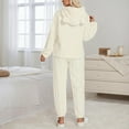 thumbnail image 6 of Women Pajamas Set Long Sleeve Bear Ears Hooded Sweatshirt and Pants Women 2 Piece Pajamas Sets Fuzzy Pajama Set, 6 of 6