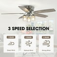 thumbnail image 6 of 52" Modern Glass Shade Flush Mount Ceiling Fan with Remote and Light, Chrome Low Profile Chandelier Ceiling Fan, 6 of 13