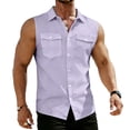 thumbnail image 4 of Mens Sleeveless Durable Button Down Shirts with Two Chest Pockets XL, 4 of 8