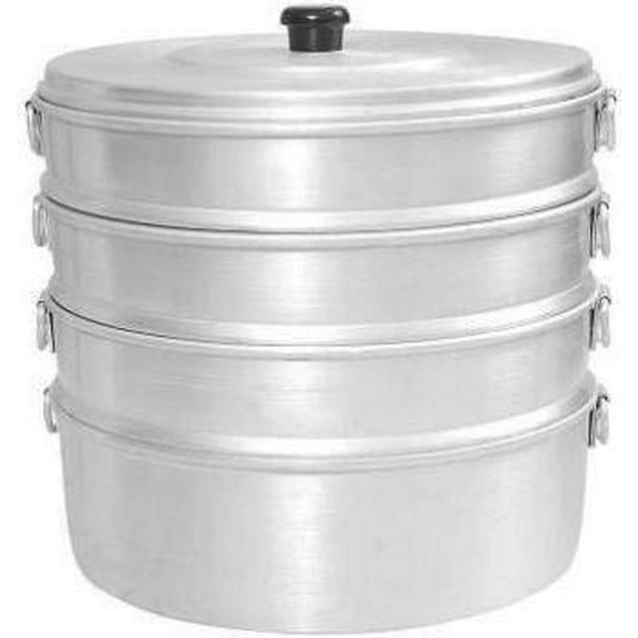 4 Tier Aluminium Momos Steamer Used for Only Home Purpose are Baked at One Time - 30 to 40 Pieces (Silver)