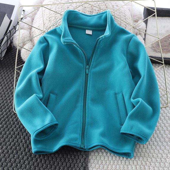 Busydd Unisex Boys Girls Jackets 3-13 Years Comfy Warm Fuzzy Zipper Winter Jacket Long Sleeve Solid Color Kids Coats Casual Loose Girls Clothes with Pockets