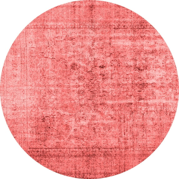 Ahgly Company Indoor Round Abstract Red Contemporary Area Rugs, 8' Round
