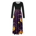 thumbnail image 4 of FDGIU Halloween Costumes Women's Fashion Printed Long Sleeve Round Neck Pullover Patchwork Dress Womens Dress Long Lantern Sleeve, 4 of 4