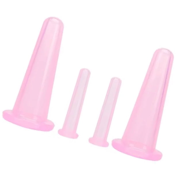 Juego de 4 ventosas de masaje de silicona líquida para uso doméstico en adultos, color rosa