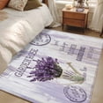 thumbnail image 4 of 3'x5' Rug for Living Room Bedroom, Purple Lavender Washable Area Rugs Non-Slip Carpet Mats, Vintage Farmhouse Rustic Floral Wooden Grain Indoor Low Pile Area Rug Runner for Kitchen, Mudroom, 4 of 8