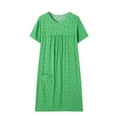 thumbnail image 4 of Sakmal Green Womens Moomoo Nightgowns Cotton Cute Plus Size Long Mumu Dress Short Sleeve Print Nightgowns for Women, 4 of 5