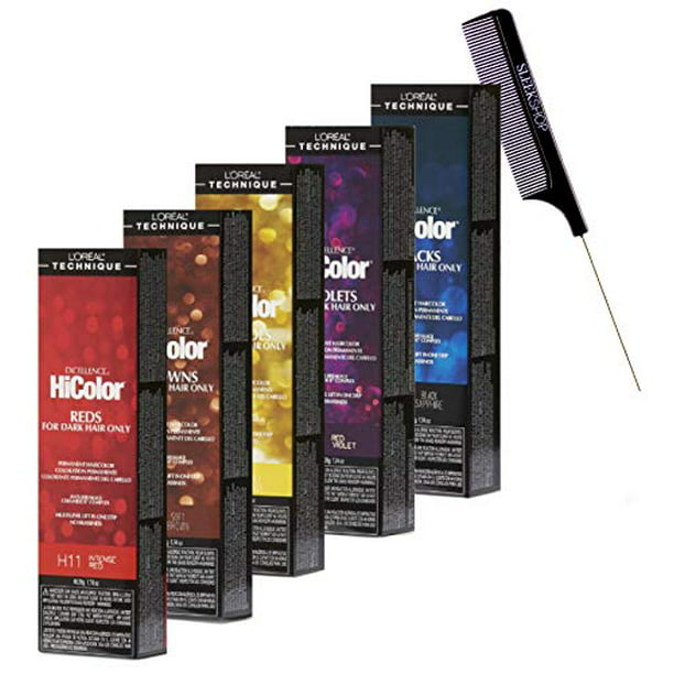 L'oreal Technique Excellence HiColor REDS, BROWNS, BLONDES, VIOLETS, or  BLACKS for Dark Hair Only, Permanent Creme Hair Color (w/Sleek Comb) High  Color Cream Haircolor Dye (H21 BLACK ONYX) Loreal 