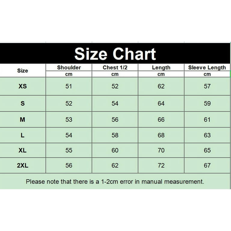 Hoodie jacket size discount chart