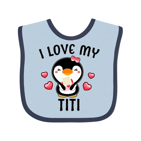 

Inktastic I Love My Titi with Cute Penguin and Hearts Gift Baby Girl Bib