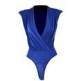thumbnail image 3 of Seyurigaoka Women Sexy Deep V-Neck Pleated Ruched Playsuit Summer Sleeveless Solid Color Skinny Short Romper Bodysuit, 3 of 9