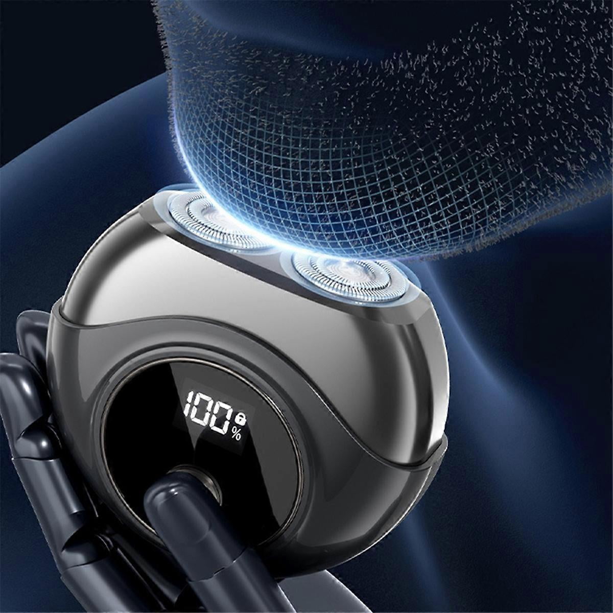 Compatible Mini Electric Shaver High Speed Motor Waterproof USB Rechargeable Shaver Travel Portable Rotary Shaver Black_Perfect Gift