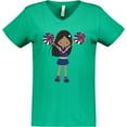 thumbnail image 3 of Inktastic African American Girl, Cheerleaders, Blue Uniform Women's V-Neck T-Shirt, 3 of 5