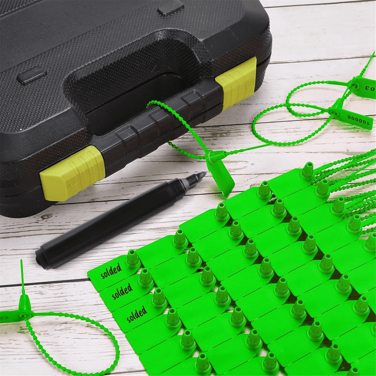 1000 Pcs Plastic Tamper Seals Tags Security Tags Seals Safety Numbered Zip Ties Labels Green