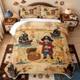 thumbnail image 2 of meiyoeat Cartoon Pirate Adventure Twin Quilt Set,Ship Treasure Chest Twin Coverlet Set For Boys,Beige Brown,2 Pieces,1 Bedspread and 1 Pillowcase, 2 of 7